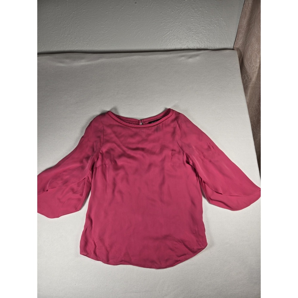 Women's White House's Black Market Pink 3/4 Sleeve 100% Silk Blouse Size 8